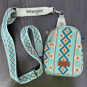 Wrangler Teal and Orange Patterned Crossbody Bag